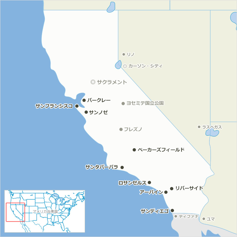 カリフォルニア州立大学地図 学校一覧