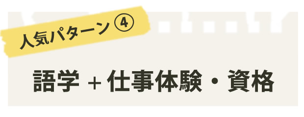 人気パターン4語学+仕事体験・資格