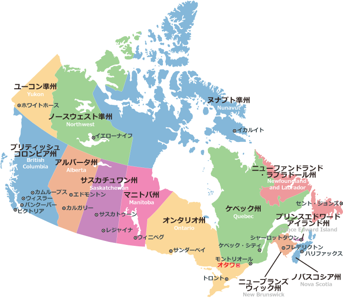 カナダの地図