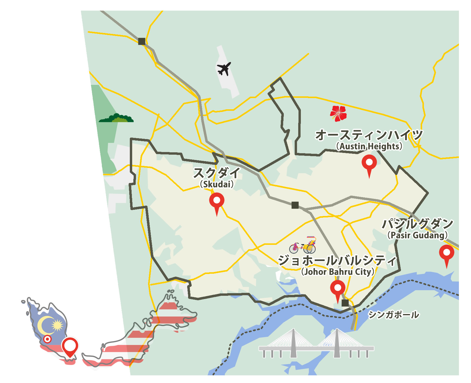 ジョホールバル都市圏地図