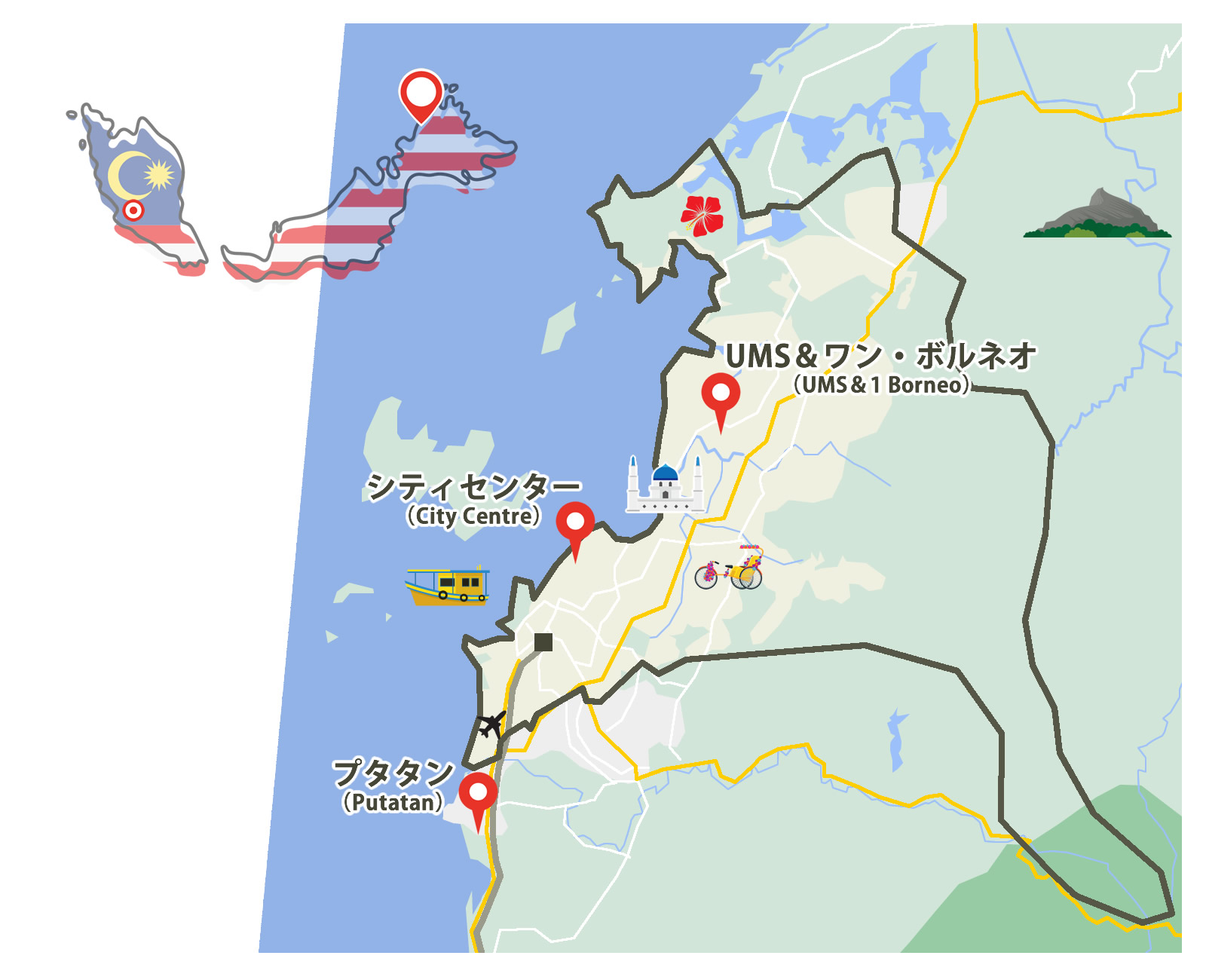 コタキナバル都市圏地図